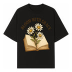 Bloom with Grace Floral Book Art Print - Inspirational Decor for Home, Office, and Gift Giving - T-shirt 1758341659100.jpg