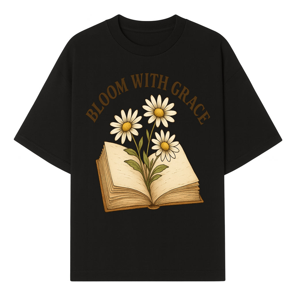 Bloom with Grace Floral Book Art Print - Inspirational Decor for Home, Office, and Gift Giving - T-shirt 1758341659100.jpg