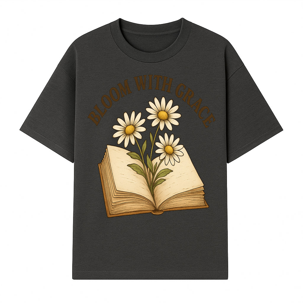 Bloom with Grace Floral Book Art Print - Inspirational Decor for Home, Office, and Gift Giving - T-shirt 1758341659238.jpg