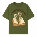 Bloom with Grace Floral Book Art Print - Inspirational Decor for Home, Office, and Gift Giving - T-shirt 1758341659382.jpg