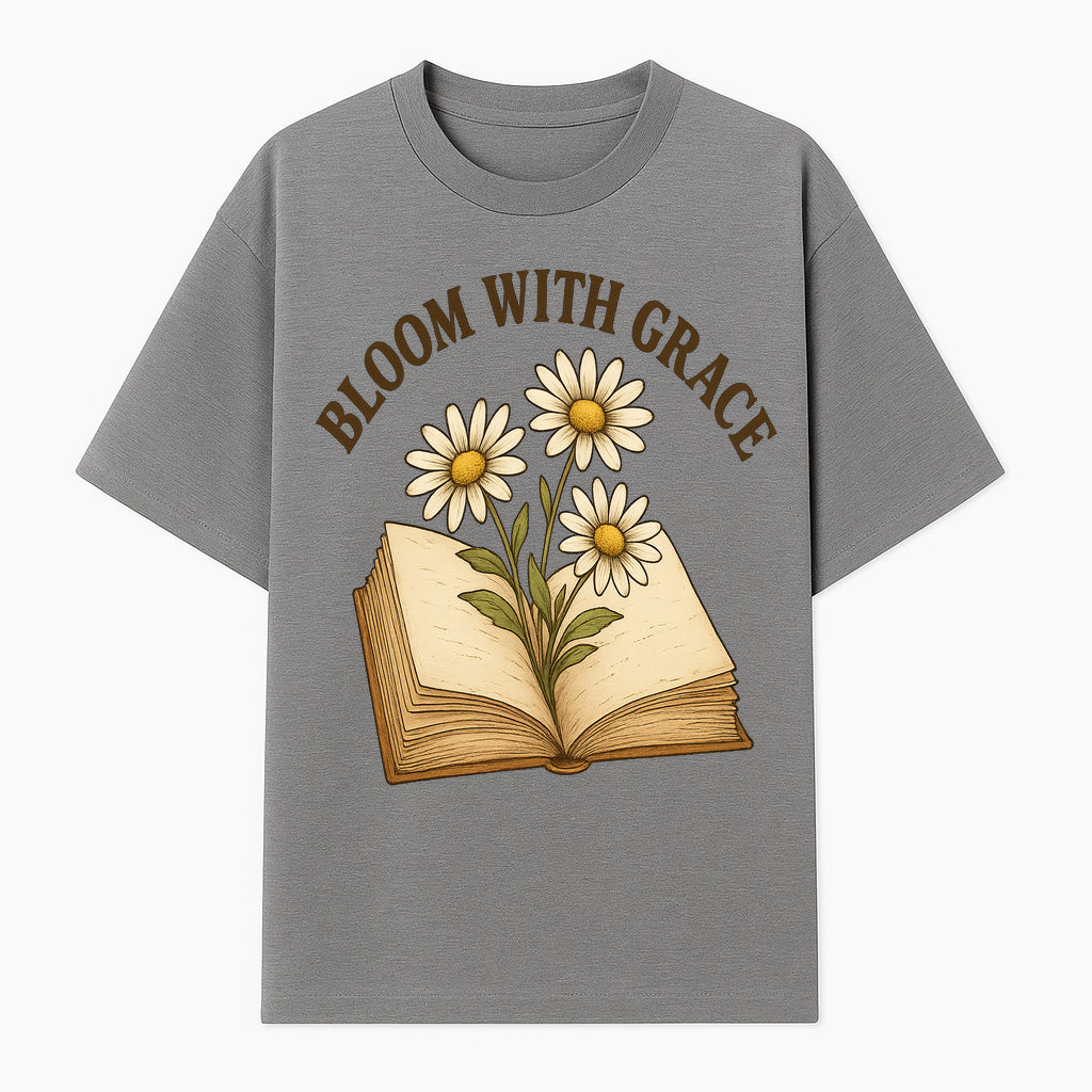 Bloom with Grace Floral Book Art Print - Inspirational Decor for Home, Office, and Gift Giving - T-shirt 1758341659544.jpg