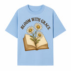 Bloom with Grace Floral Book Art Print - Inspirational Decor for Home, Office, and Gift Giving - T-shirt 1758341659683.jpg