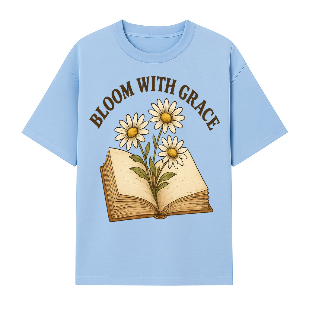 Bloom with Grace Floral Book Art Print - Inspirational Decor for Home, Office, and Gift Giving - T-shirt 1758341659683.jpg