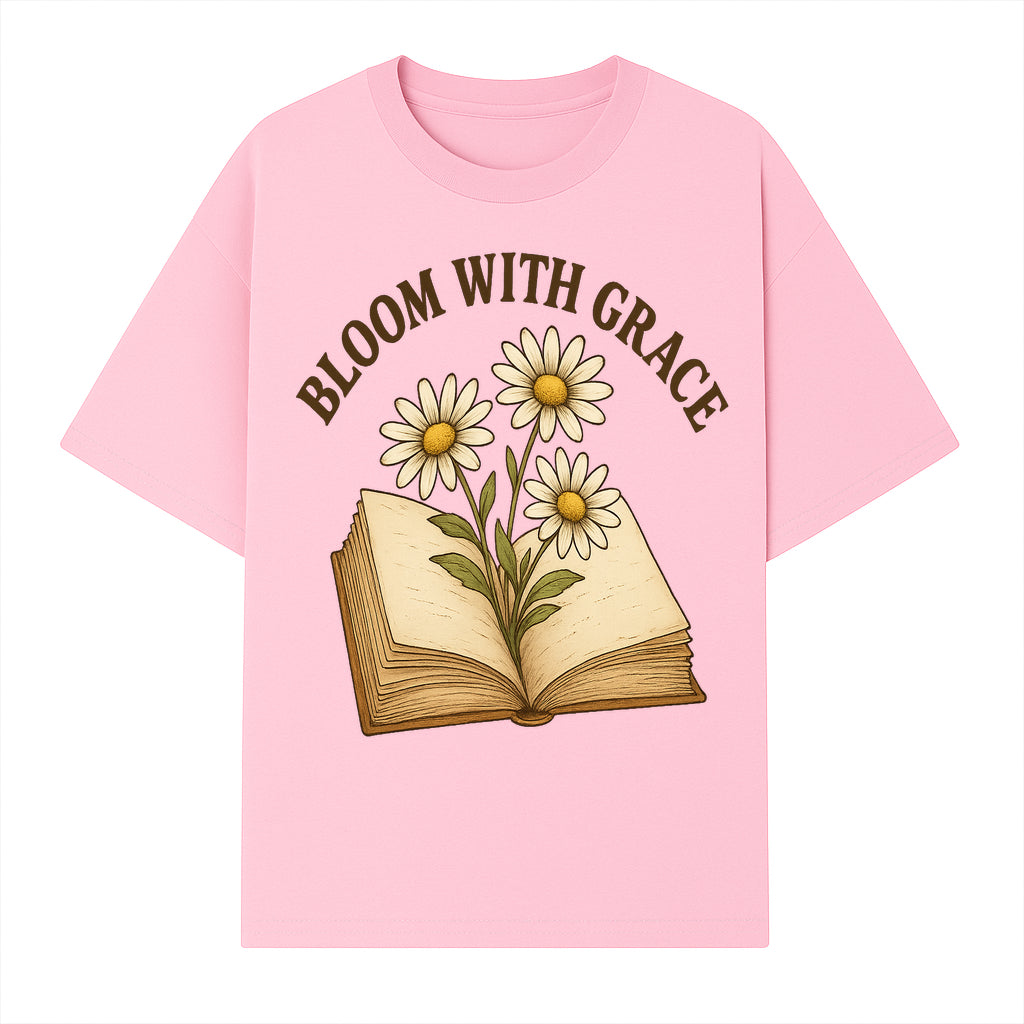 Bloom with Grace Floral Book Art Print - Inspirational Decor for Home, Office, and Gift Giving - T-shirt 1758341659828.jpg