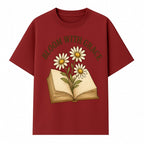 Bloom with Grace Floral Book Art Print - Inspirational Decor for Home, Office, and Gift Giving - T-shirt 1758341660042.jpg