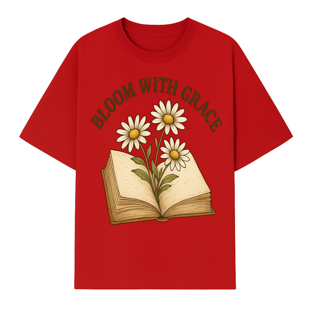 Bloom with Grace Floral Book Art Print - Inspirational Decor for Home, Office, and Gift Giving - T-shirt 1758341660299.jpg
