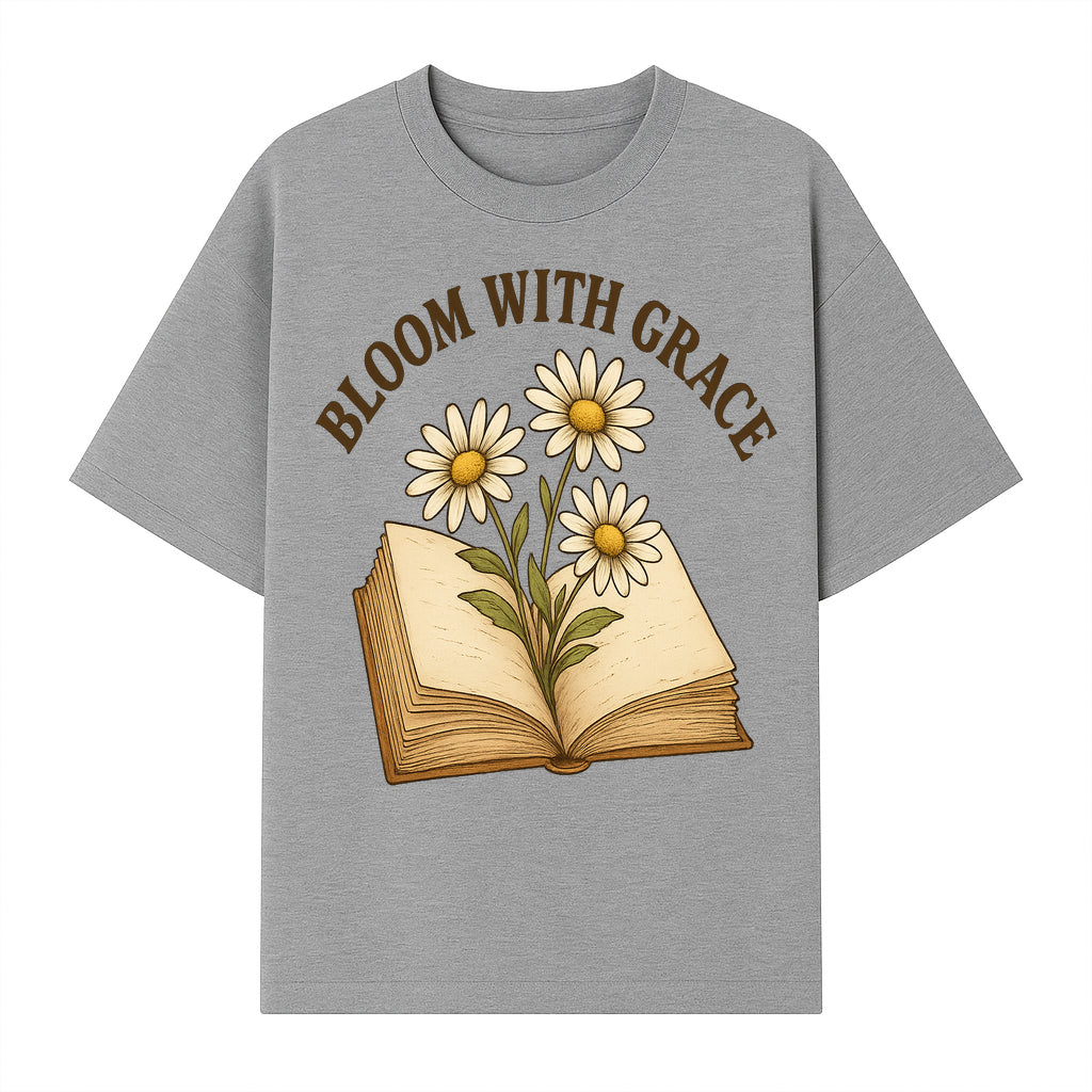 Bloom with Grace Floral Book Art Print - Inspirational Decor for Home, Office, and Gift Giving - T-shirt 1758341660442.jpg