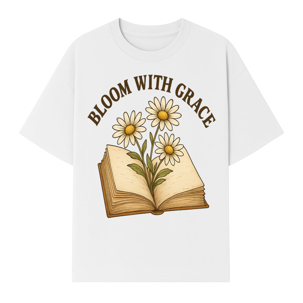 Bloom with Grace Floral Book Art Print - Inspirational Decor for Home, Office, and Gift Giving - T-shirt 1758341660614.jpg