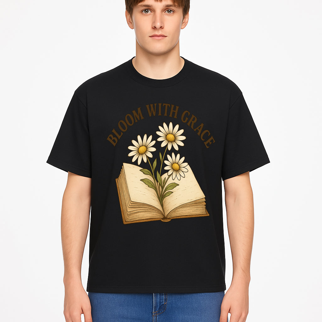 Bloom with Grace Floral Book Art Print - Inspirational Decor for Home, Office, and Gift Giving - T-shirt 1758341661758.jpg