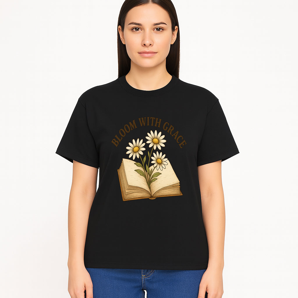Bloom with Grace Floral Book Art Print - Inspirational Decor for Home, Office, and Gift Giving - T-shirt 1758341661922.jpg