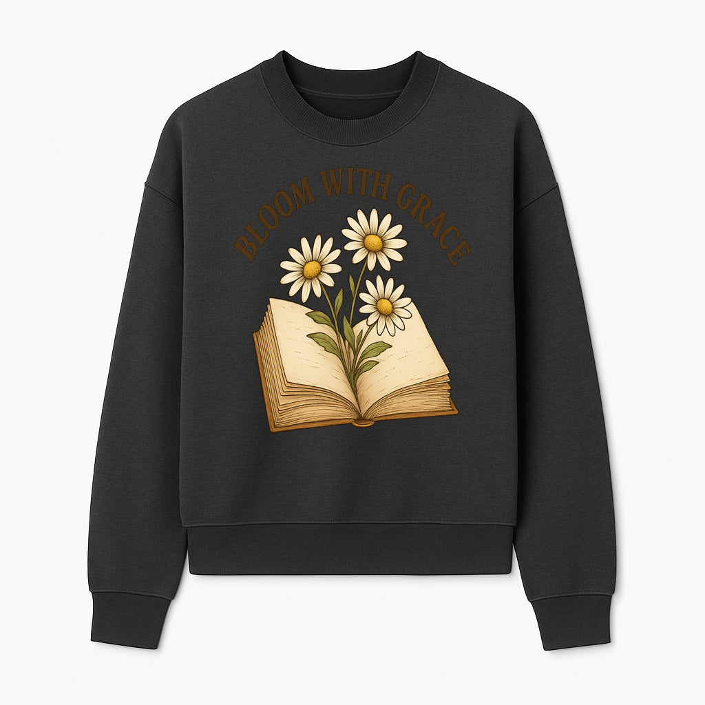 Bloom with Grace Floral Book Art Print - Inspirational Decor for Home, Office, and Gift Giving - Sweatshirt 1758341662348.jpg