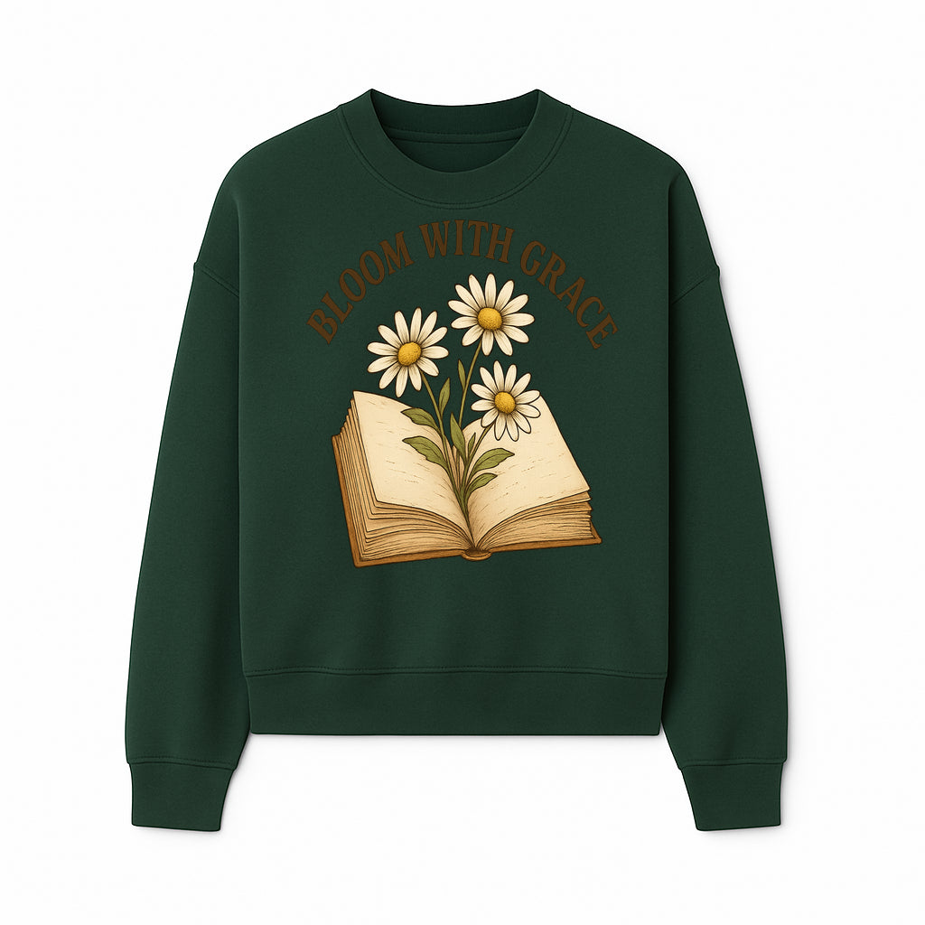 Bloom with Grace Floral Book Art Print - Inspirational Decor for Home, Office, and Gift Giving - Sweatshirt 1758341662491.jpg