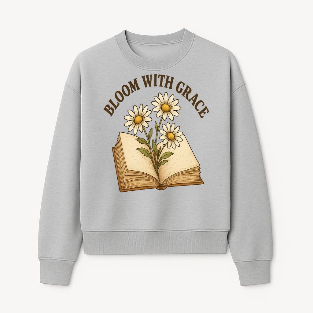 Bloom with Grace Floral Book Art Print - Inspirational Decor for Home, Office, and Gift Giving - Sweatshirt 1758341662649.jpg