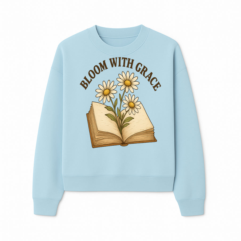 Bloom with Grace Floral Book Art Print - Inspirational Decor for Home, Office, and Gift Giving - Sweatshirt 1758341662823.jpg