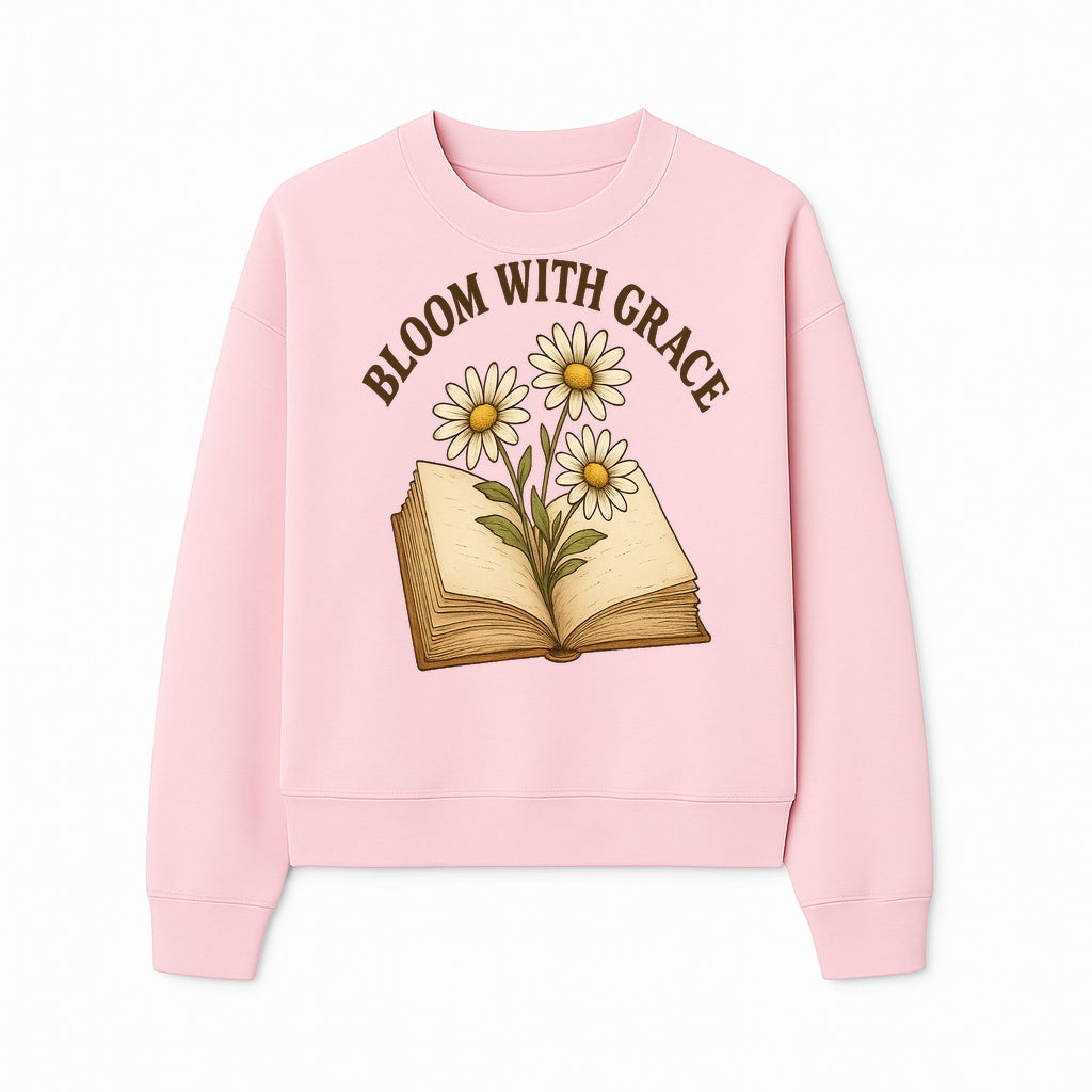 Bloom with Grace Floral Book Art Print - Inspirational Decor for Home, Office, and Gift Giving - Sweatshirt 1758341662978.jpg