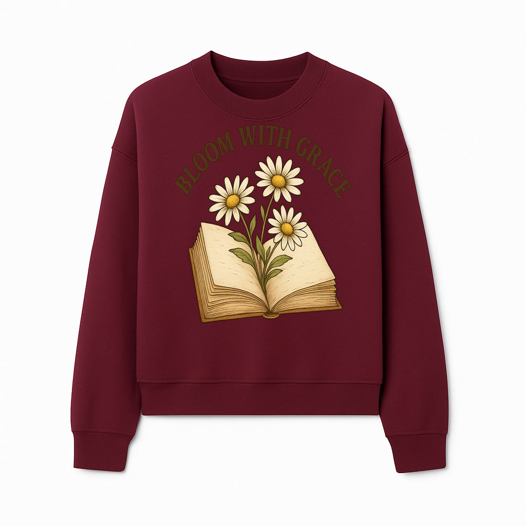 Bloom with Grace Floral Book Art Print - Inspirational Decor for Home, Office, and Gift Giving - Sweatshirt 1758341663120.jpg