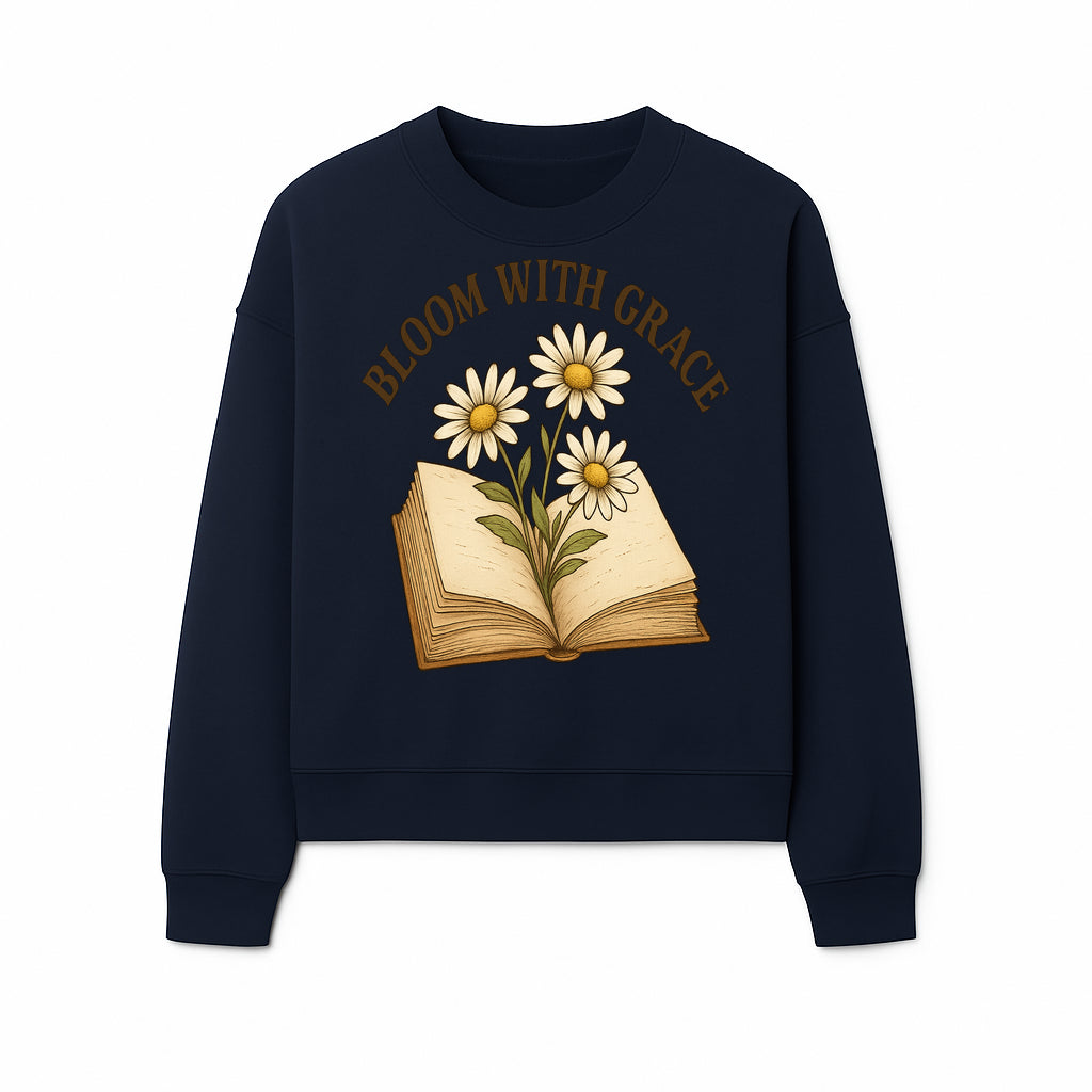 Bloom with Grace Floral Book Art Print - Inspirational Decor for Home, Office, and Gift Giving - Sweatshirt 1758341663257.jpg
