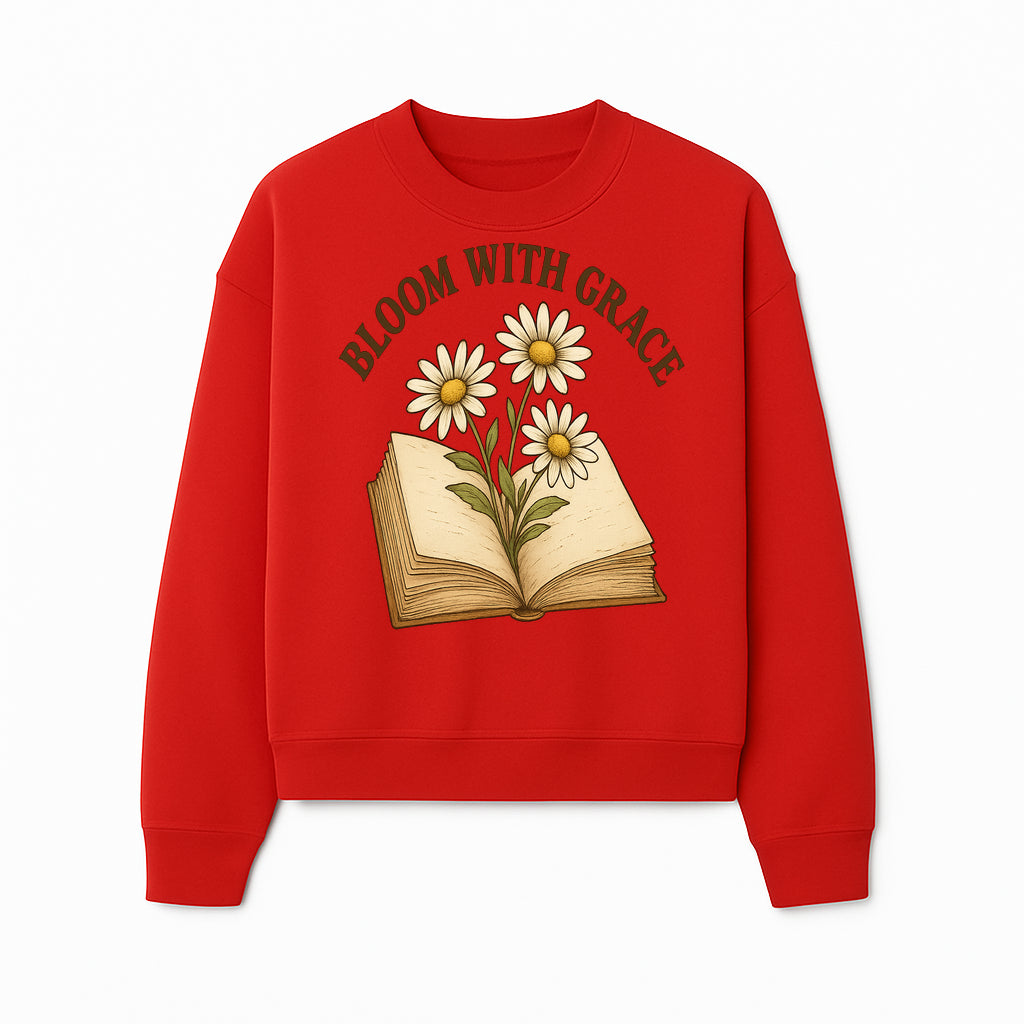 Bloom with Grace Floral Book Art Print - Inspirational Decor for Home, Office, and Gift Giving - Sweatshirt 1758341663384.jpg