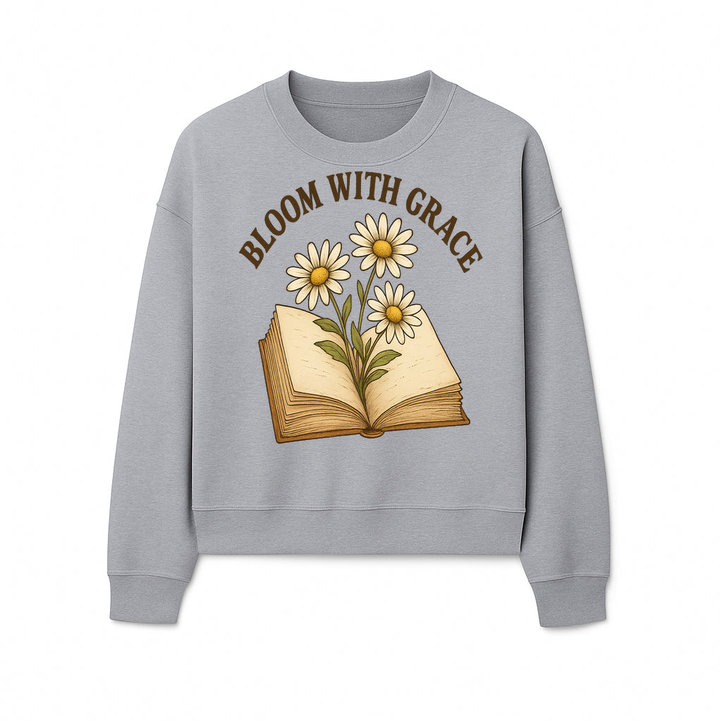 Bloom with Grace Floral Book Art Print - Inspirational Decor for Home, Office, and Gift Giving - Sweatshirt 1758341663502.jpg