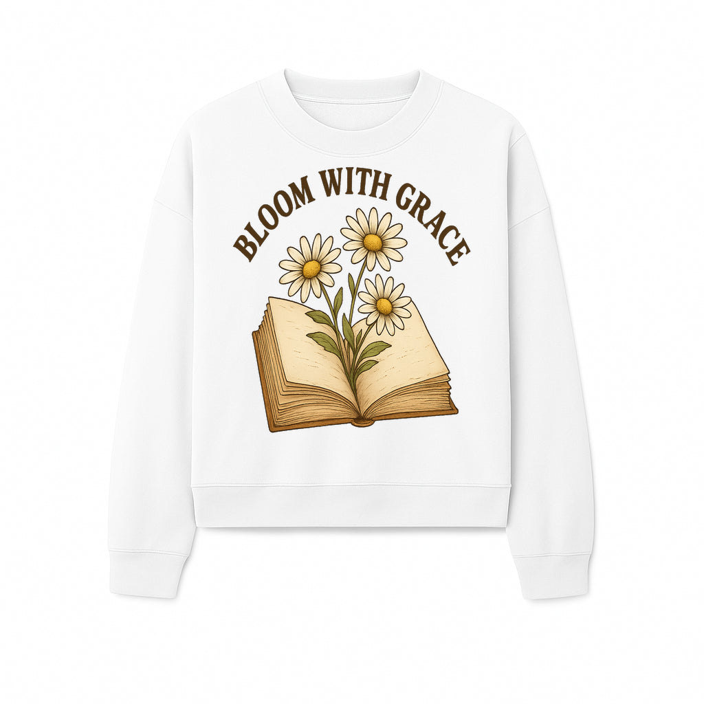 Bloom with Grace Floral Book Art Print - Inspirational Decor for Home, Office, and Gift Giving - Sweatshirt 1758341663610.jpg