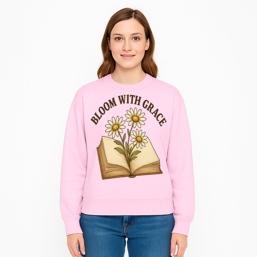 Bloom with Grace Floral Book Art Print - Inspirational Decor for Home, Office, and Gift Giving - Sweatshirt 1758341664939.jpg