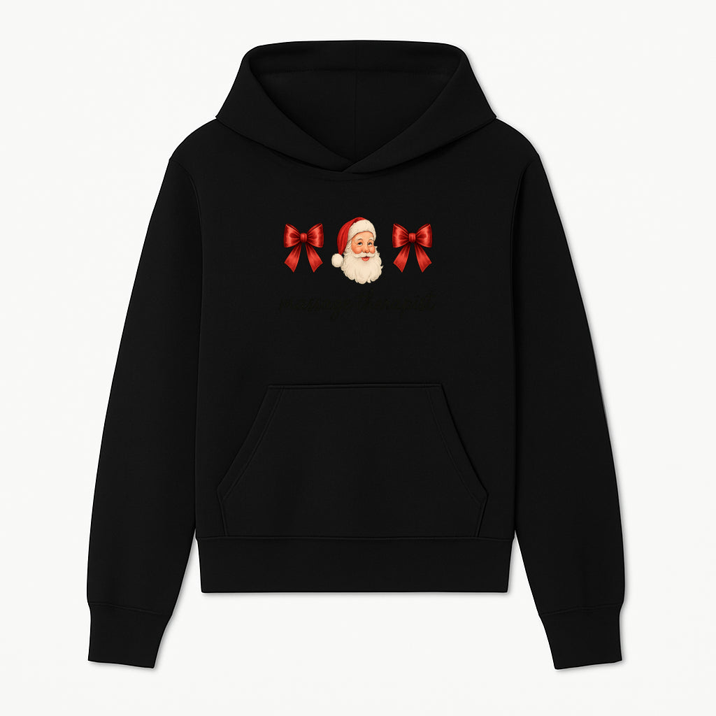 Christmas Massage Therapist Gift | Santa Illustration with Bows | Relaxation Spa Decor | Holiday Therapy Humor - Hoodie 1758350852030.jpg