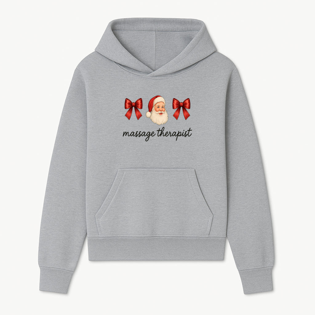 Christmas Massage Therapist Gift | Santa Illustration with Bows | Relaxation Spa Decor | Holiday Therapy Humor - Hoodie 1758350853284.jpg