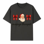 Christmas Massage Therapist Gift | Santa Illustration with Bows | Relaxation Spa Decor | Holiday Therapy Humor - T-shirt 1758350855065.jpg