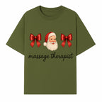 Christmas Massage Therapist Gift | Santa Illustration with Bows | Relaxation Spa Decor | Holiday Therapy Humor - T-shirt 1758350855197.jpg