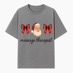Christmas Massage Therapist Gift | Santa Illustration with Bows | Relaxation Spa Decor | Holiday Therapy Humor - T-shirt 1758350855317.jpg