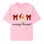 Christmas Massage Therapist Gift | Santa Illustration with Bows | Relaxation Spa Decor | Holiday Therapy Humor - T-shirt 1758350855591.jpg
