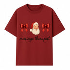 Christmas Massage Therapist Gift | Santa Illustration with Bows | Relaxation Spa Decor | Holiday Therapy Humor - T-shirt 1758350855723.jpg