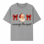Christmas Massage Therapist Gift | Santa Illustration with Bows | Relaxation Spa Decor | Holiday Therapy Humor - T-shirt 1758350856133.jpg