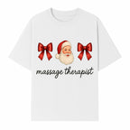 Christmas Massage Therapist Gift | Santa Illustration with Bows | Relaxation Spa Decor | Holiday Therapy Humor - T-shirt 1758350856266.jpg
