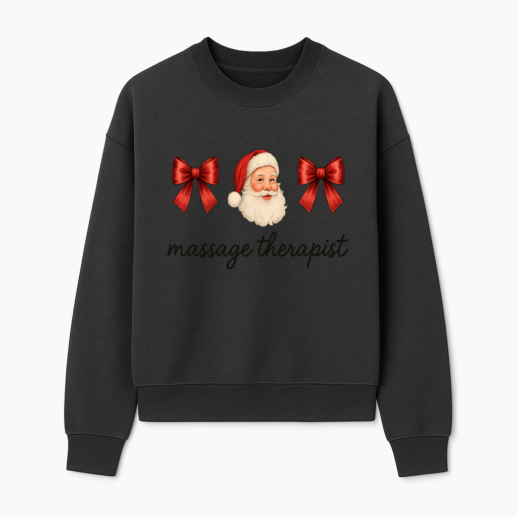 Christmas Massage Therapist Gift | Santa Illustration with Bows | Relaxation Spa Decor | Holiday Therapy Humor - Sweatshirt 1758350857925.jpg