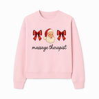 Christmas Massage Therapist Gift | Santa Illustration with Bows | Relaxation Spa Decor | Holiday Therapy Humor - Sweatshirt 1758350858432.jpg