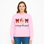 Christmas Massage Therapist Gift | Santa Illustration with Bows | Relaxation Spa Decor | Holiday Therapy Humor - Sweatshirt 1758350860399.jpg