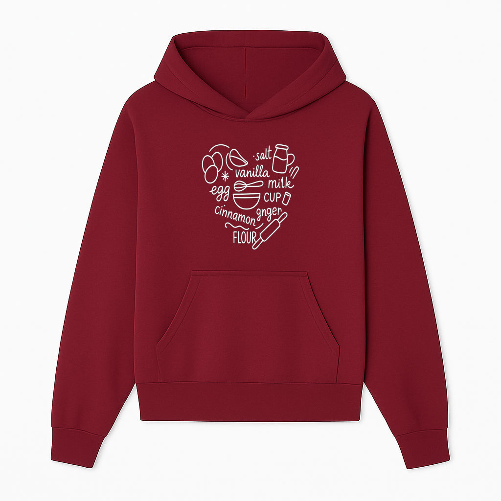 Baking Ingredients Wall Art | Kitchen Decor Print with Eggs, Flour, Sugar, Milk, Ginger, Vanilla, Perfect for Home Bakers and Chefs - Hoodie 1758386153705.jpg