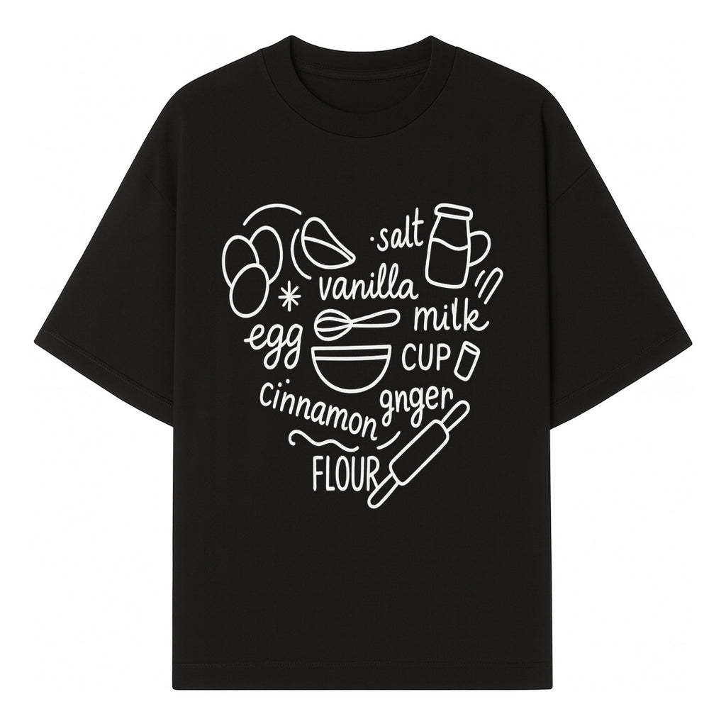 Baking Ingredients Wall Art | Kitchen Decor Print with Eggs, Flour, Sugar, Milk, Ginger, Vanilla, Perfect for Home Bakers and Chefs - T-shirt 1758386155822.jpg