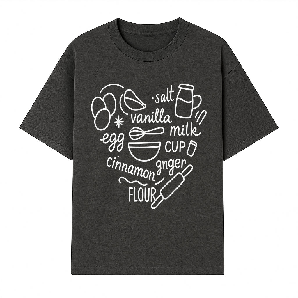 Baking Ingredients Wall Art | Kitchen Decor Print with Eggs, Flour, Sugar, Milk, Ginger, Vanilla, Perfect for Home Bakers and Chefs - T-shirt 1758386155970.jpg