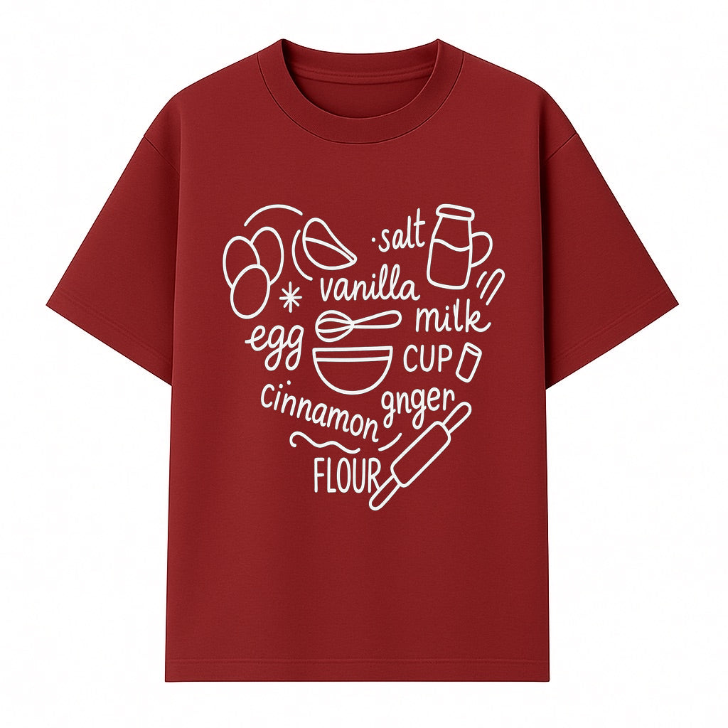 Baking Ingredients Wall Art | Kitchen Decor Print with Eggs, Flour, Sugar, Milk, Ginger, Vanilla, Perfect for Home Bakers and Chefs - T-shirt 1758386156699.jpg