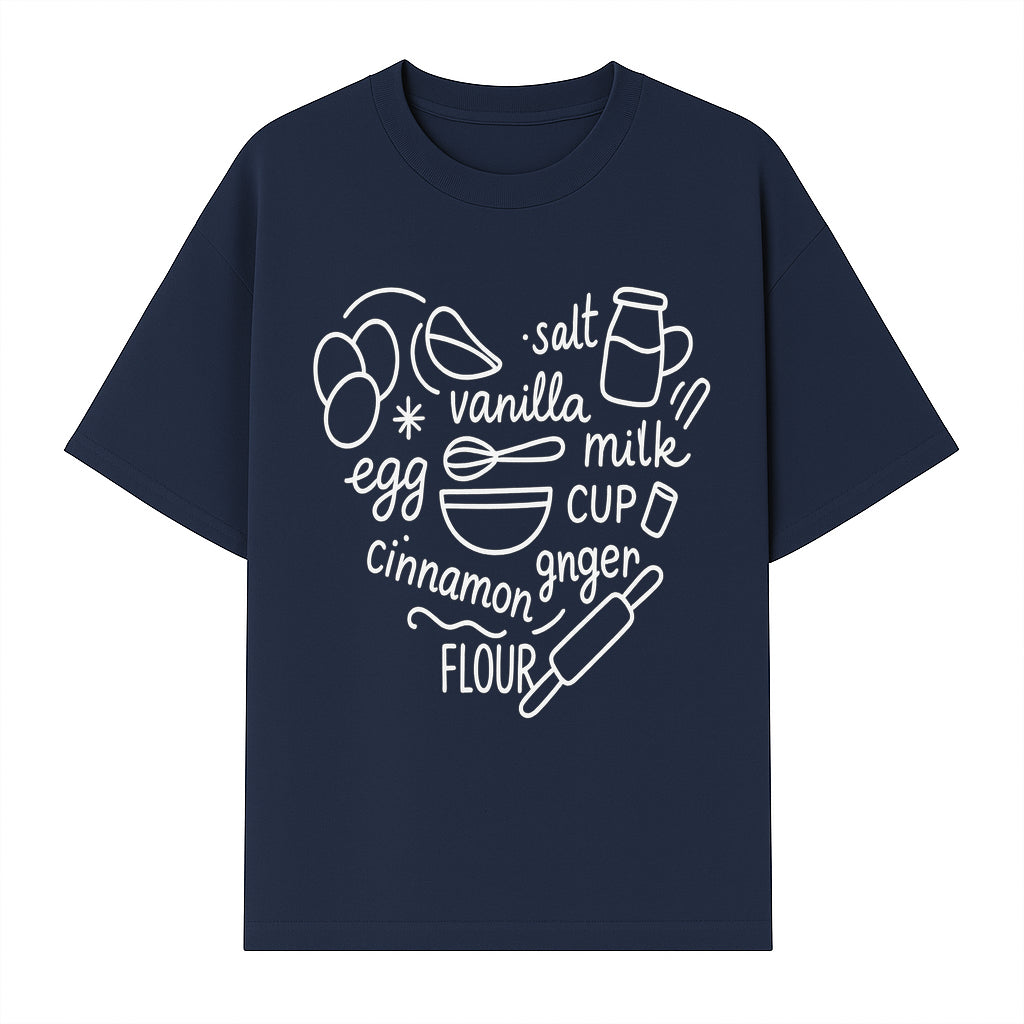 Baking Ingredients Wall Art | Kitchen Decor Print with Eggs, Flour, Sugar, Milk, Ginger, Vanilla, Perfect for Home Bakers and Chefs - T-shirt 1758386156824.jpg