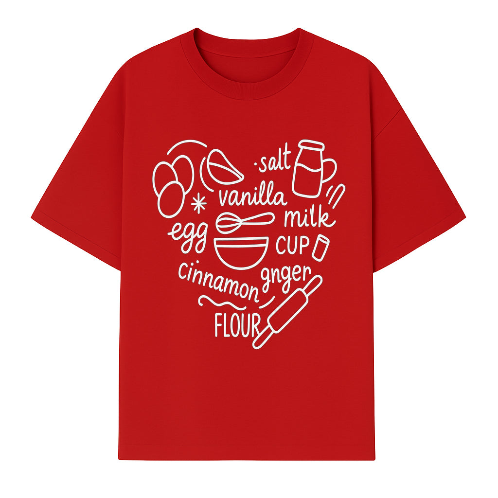 Baking Ingredients Wall Art | Kitchen Decor Print with Eggs, Flour, Sugar, Milk, Ginger, Vanilla, Perfect for Home Bakers and Chefs - T-shirt 1758386156951.jpg