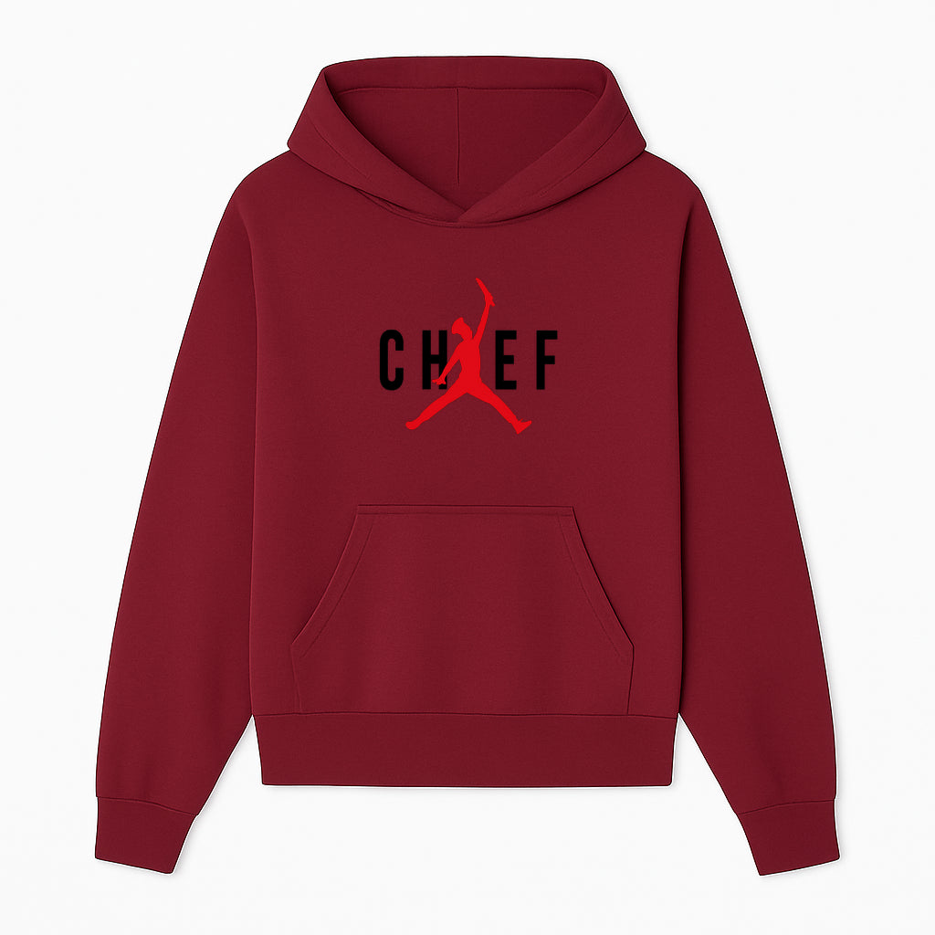 Chef Jordan Style Graphic Tee | Red Silhouette Chef Design | Urban Cooking Fashion | Unique Chef Apparel for Foodies - Hoodie 1758386157562.jpg
