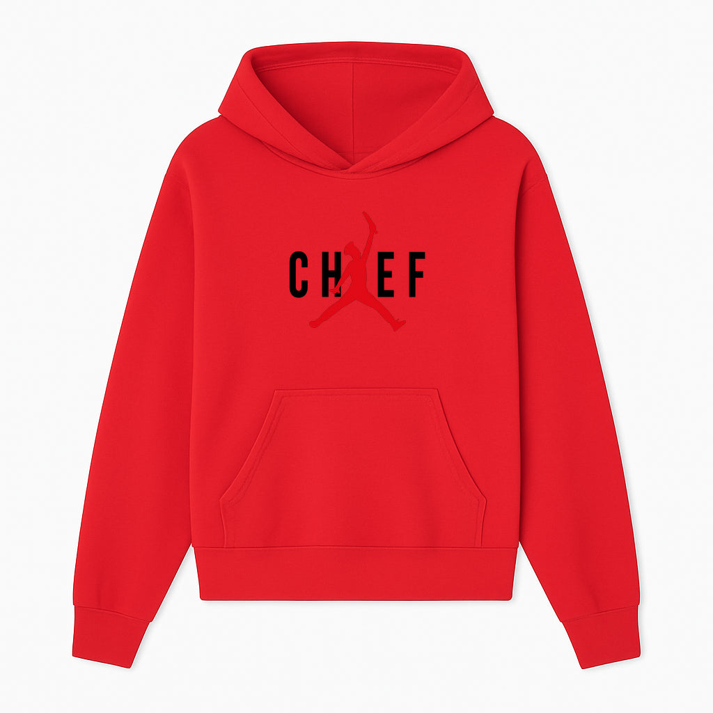 Chef Jordan Style Graphic Tee | Red Silhouette Chef Design | Urban Cooking Fashion | Unique Chef Apparel for Foodies - Hoodie 1758386157838.jpg