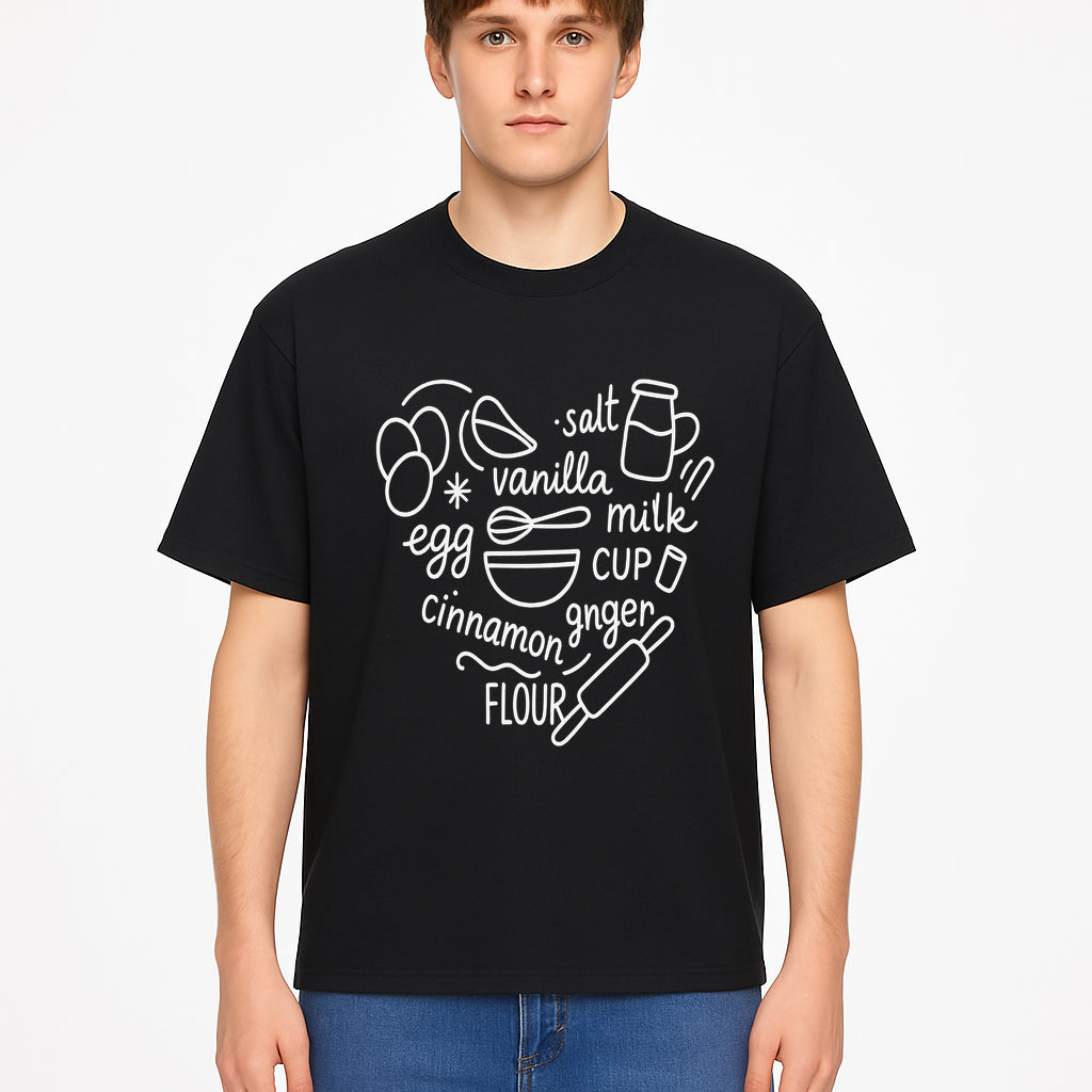 Baking Ingredients Wall Art | Kitchen Decor Print with Eggs, Flour, Sugar, Milk, Ginger, Vanilla, Perfect for Home Bakers and Chefs - T-shirt 1758386158349.jpg