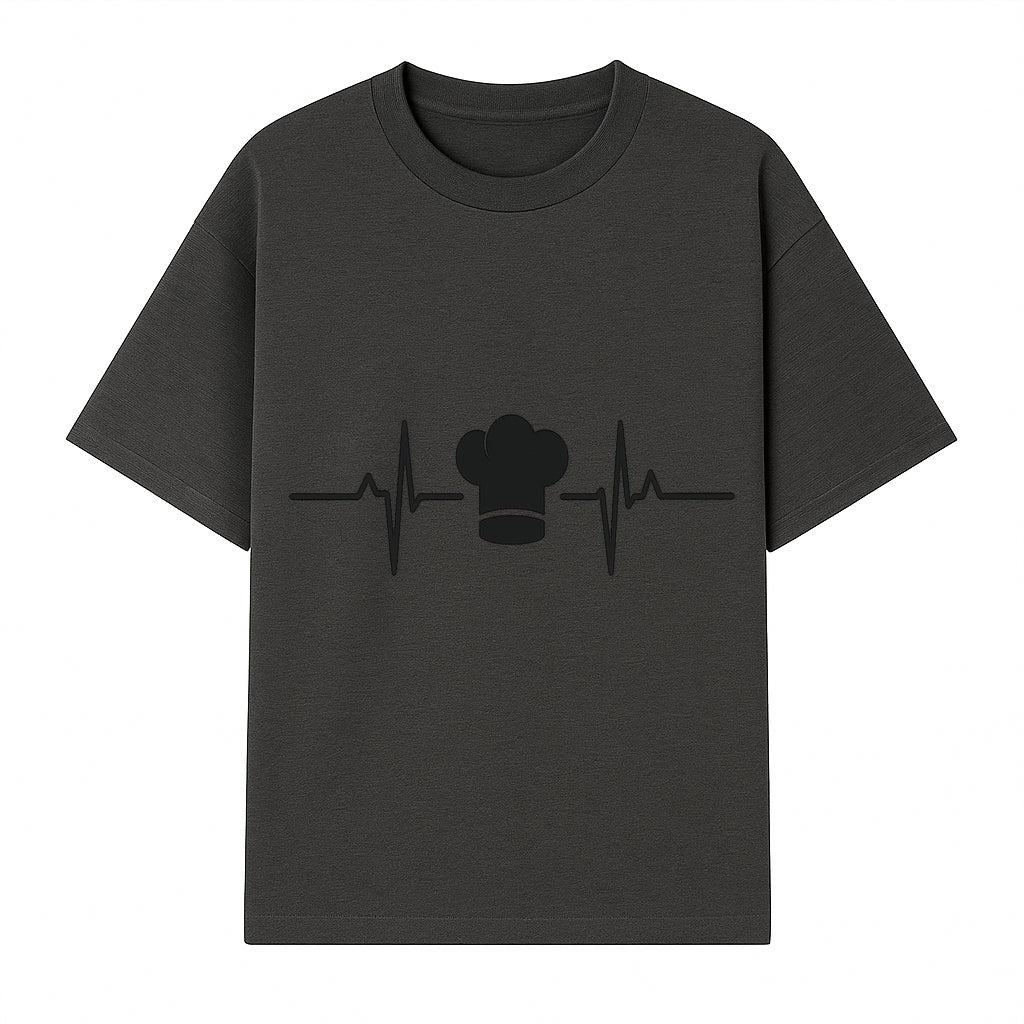 Chef Heartbeat Design Wall Art | Kitchen Decor | Culinary Gift for Chefs | Home Cooking Decor | Black and White Artwork - T-shirt 1758386159588.jpg