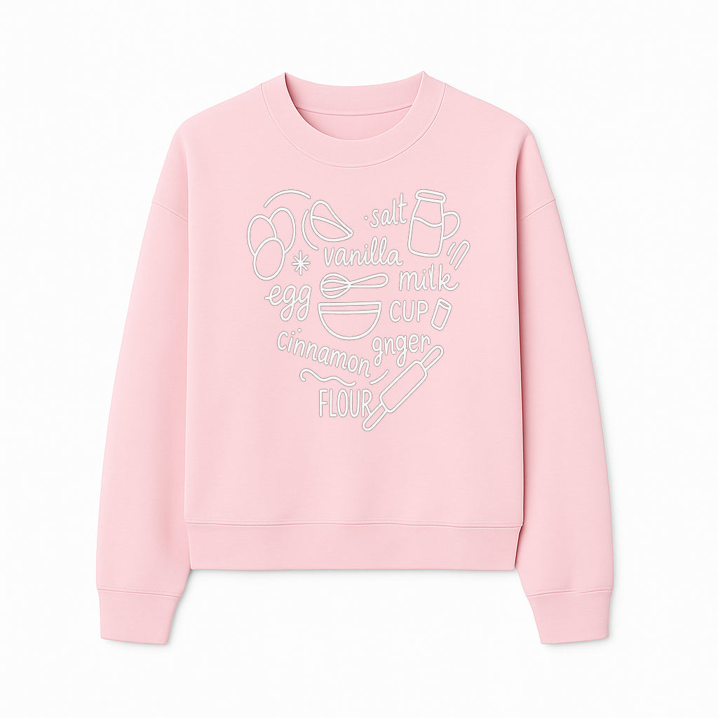 Baking Ingredients Wall Art | Kitchen Decor Print with Eggs, Flour, Sugar, Milk, Ginger, Vanilla, Perfect for Home Bakers and Chefs - Sweatshirt 1758386159621.jpg