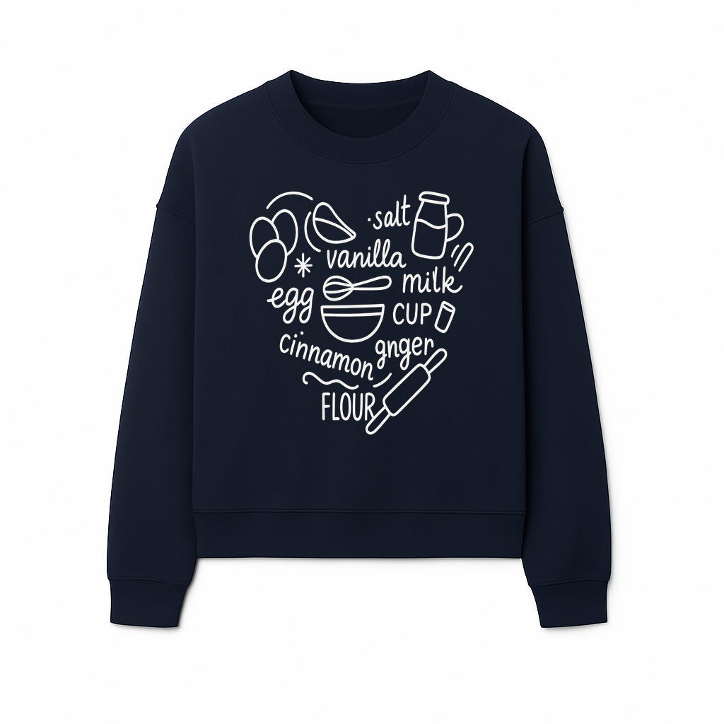 Baking Ingredients Wall Art | Kitchen Decor Print with Eggs, Flour, Sugar, Milk, Ginger, Vanilla, Perfect for Home Bakers and Chefs - Sweatshirt 1758386159921.jpg
