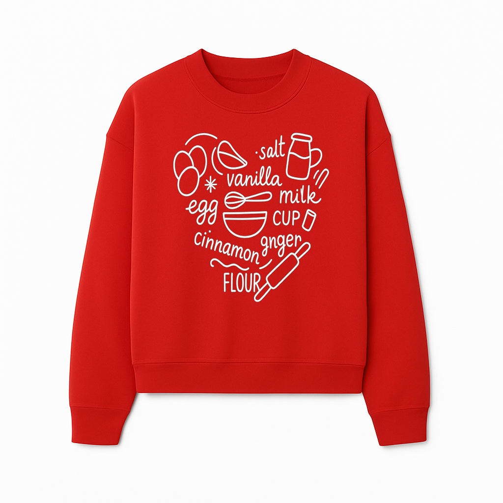 Baking Ingredients Wall Art | Kitchen Decor Print with Eggs, Flour, Sugar, Milk, Ginger, Vanilla, Perfect for Home Bakers and Chefs - Sweatshirt 1758386160068.jpg